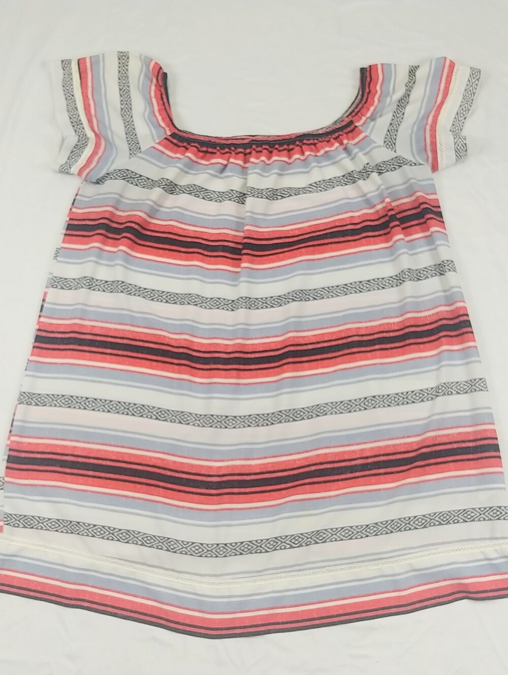 Southwest Printed Mini Dress Women XXL Peasant Style Shoulder Flutter Sleeve